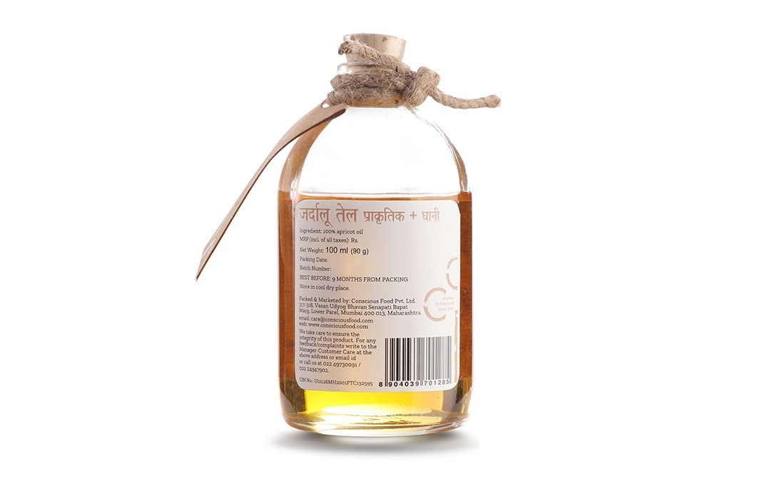 Conscious Food Apricot Oil Natural+Cold-Pressed   Pack  100 millilitre